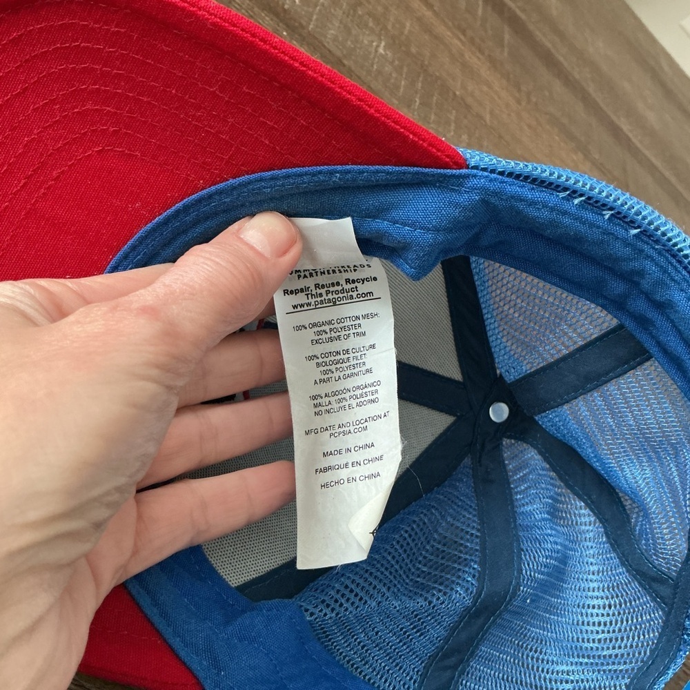 Patagonia Climb A Mountain Red and Blue Trucker Hat - Picture 6 of 7